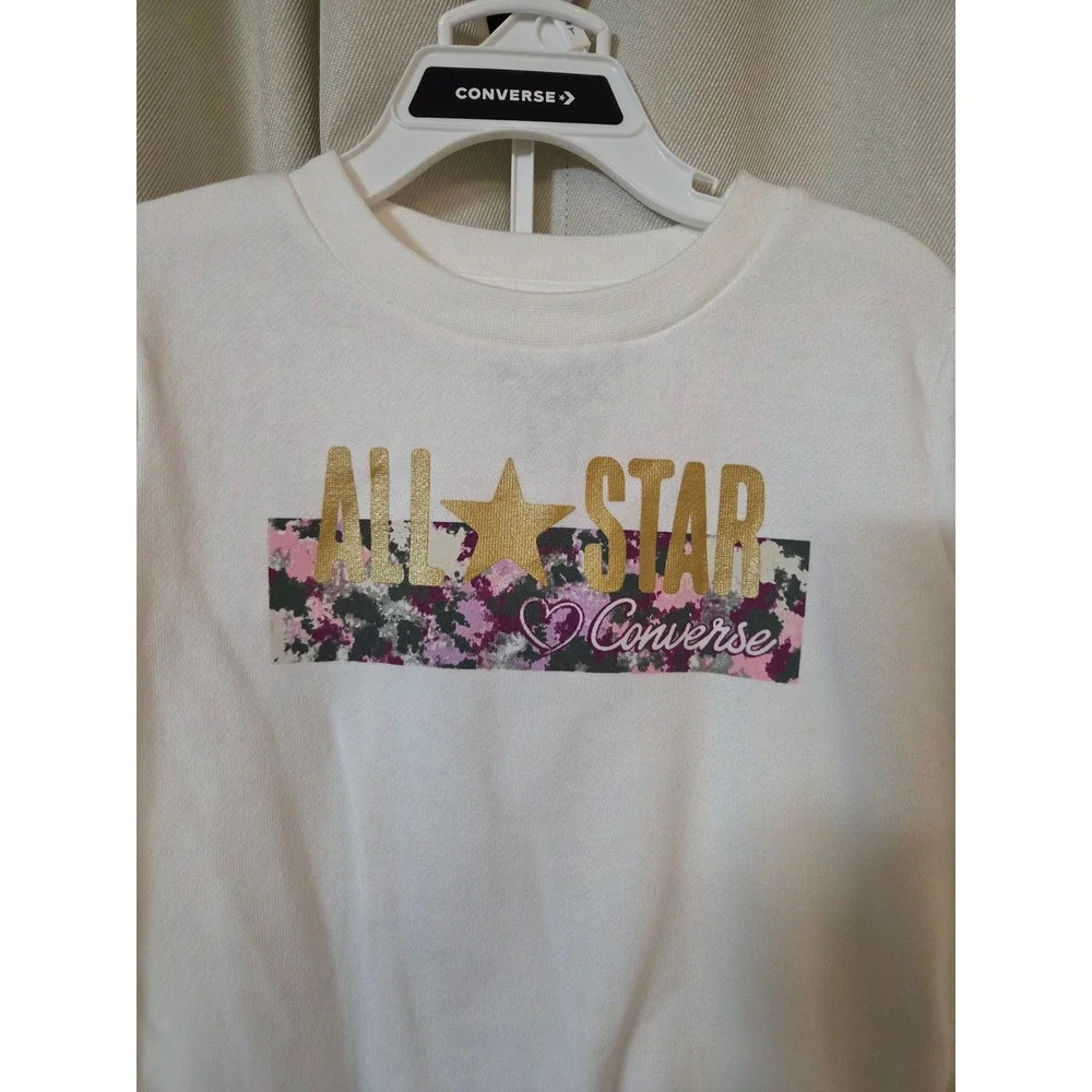 Converse Kids All Star 2 Piece Set White Sweatshirt and Floral Camo Leggings